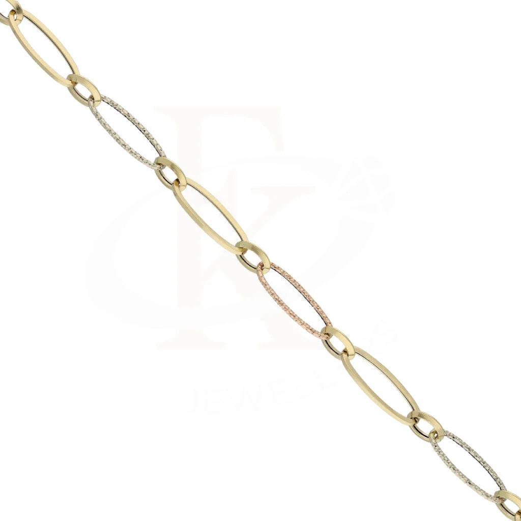 Tri Tone Gold Oval Cable Link Bracelet 18Kt - Fkjbrl18K5204 Bracelets