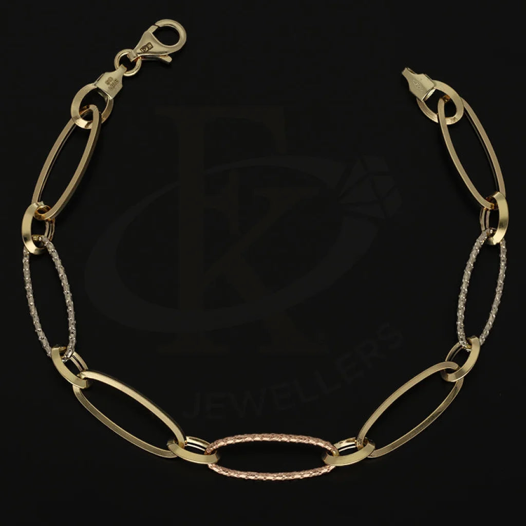 Tri Tone Gold Oval Cable Link Bracelet 18Kt - Fkjbrl18K5204 Bracelets