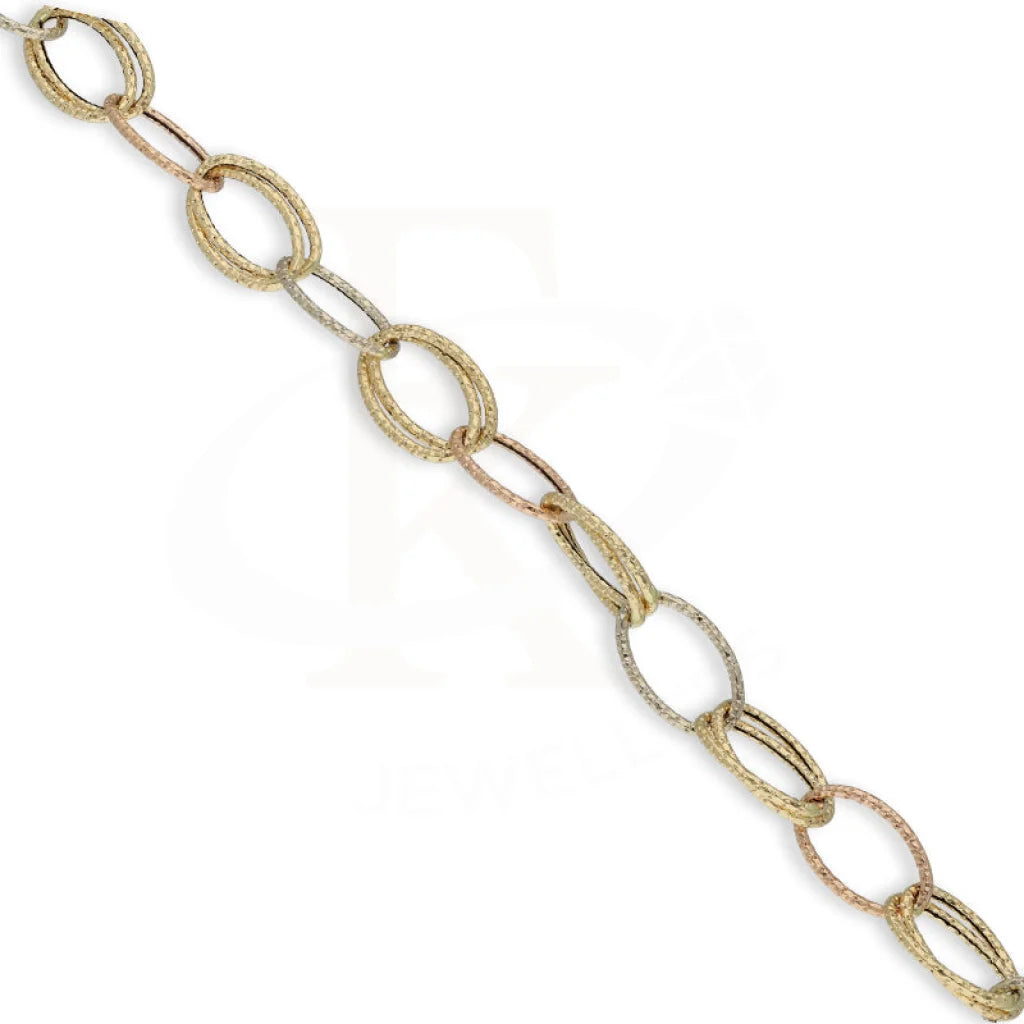 Tri Tone Gold Oval Cable Link Bracelet 18Kt - Fkjbrl18K5206 Bracelets