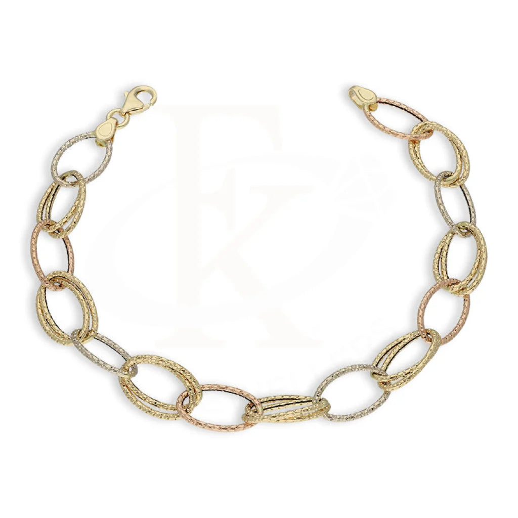 Tri Tone Gold Oval Cable Link Bracelet 18Kt - Fkjbrl18K5206 Bracelets