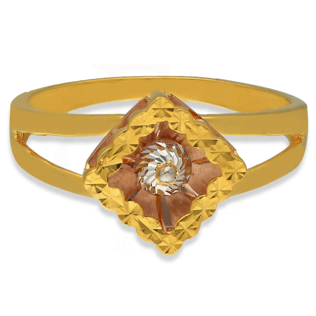 Tri Tone Gold Rhombus Shaped Ring 22Kt - Fkjrn22K3848 Rings