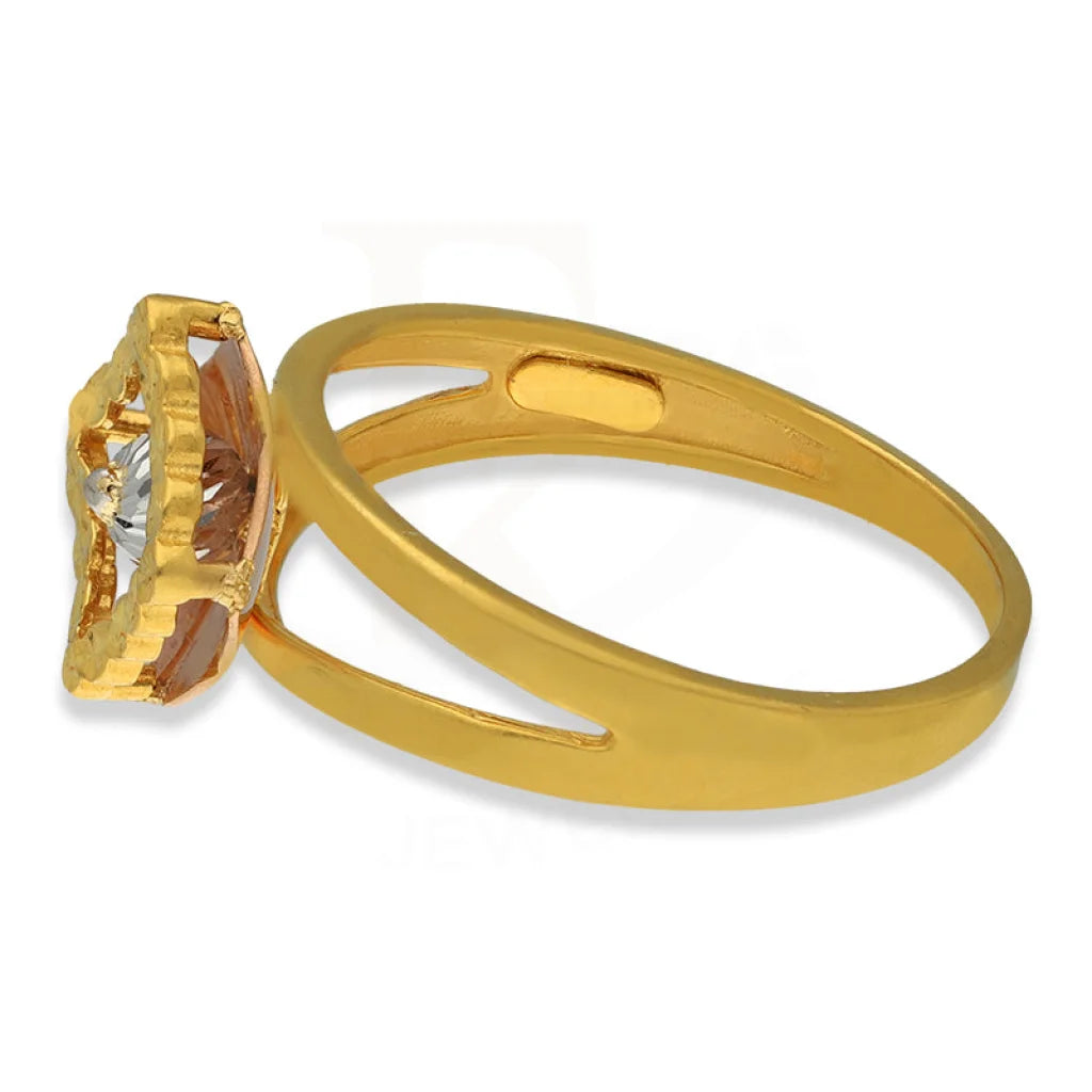 Tri Tone Gold Rhombus Shaped Ring 22Kt - Fkjrn22K3848 Rings