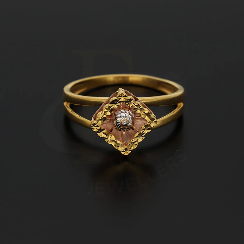 Tri Tone Gold Rhombus Shaped Ring 22Kt - Fkjrn22K3848 Rings