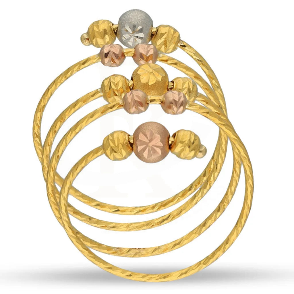 Tri Tone Gold Spiral Ring 22Kt - Fkjrn22K3862 Rings