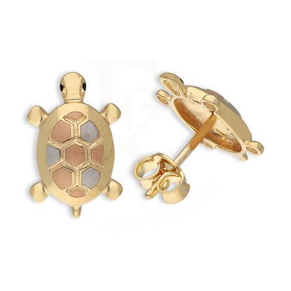 Gold Tortoise Shaped Stud Earrings 18Kt - Fkjern18K5539