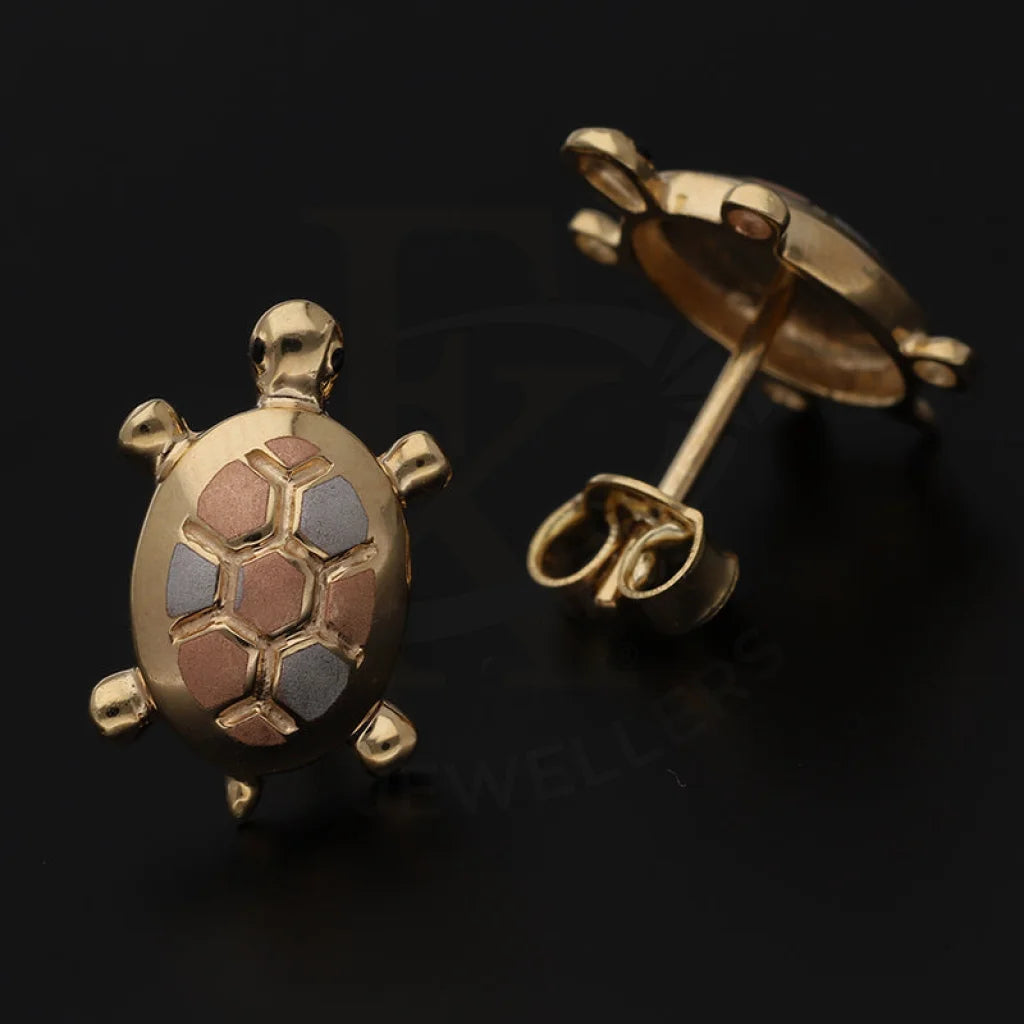 Gold Tortoise Shaped Stud Earrings 18Kt - Fkjern18K5539