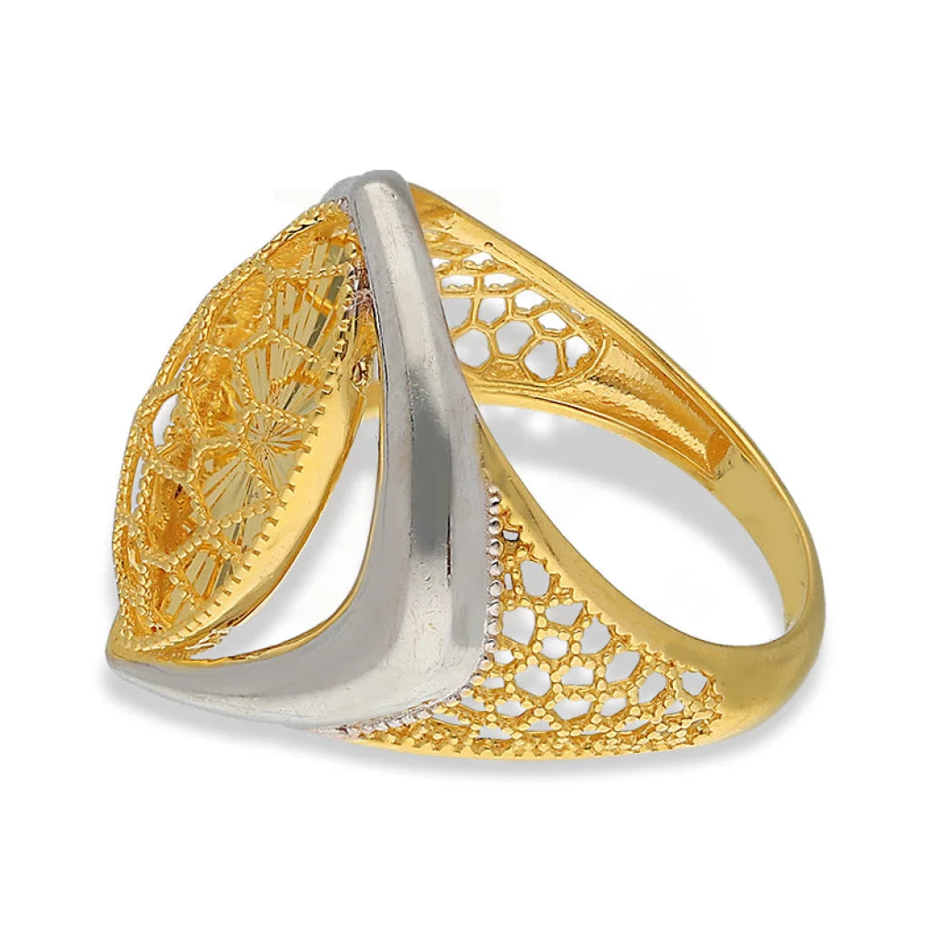 Dual Tone Gold Marquise Shaped Ring 22Kt - Fkjrn22K5145 Rings